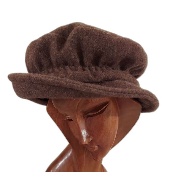 Slouchy Cloche Cap Hat Wool Blend Boho Hat Vintage Brown size M - Picture 1 of 10